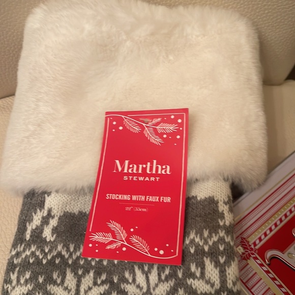 Martha Stewart Fleece and Knit Stocking Gray and White Gorgeous! - Picture 3 of 7
